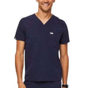 Figs Mens Three-Pocket Scrub Top Vneck Navy Color